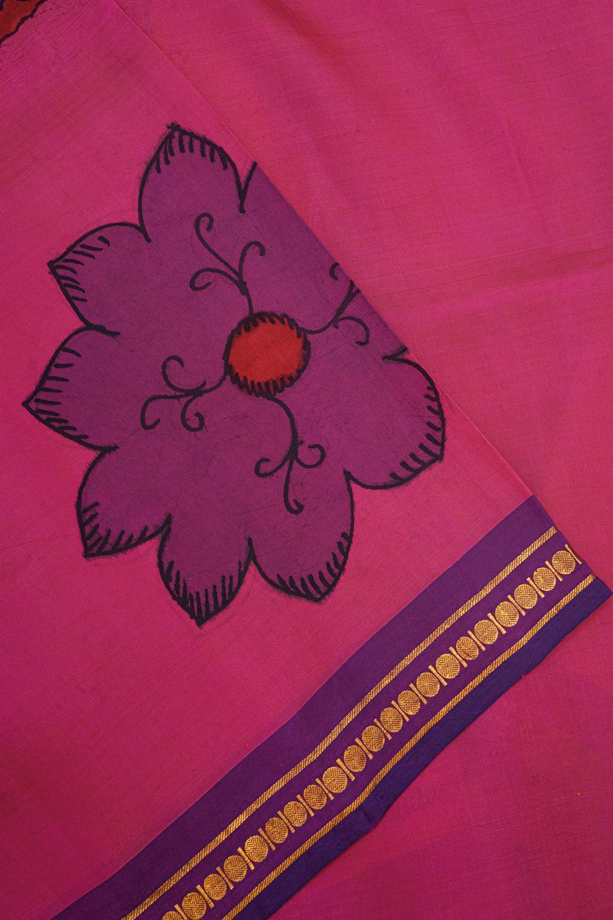 Kalamkari Silk Pink Saree