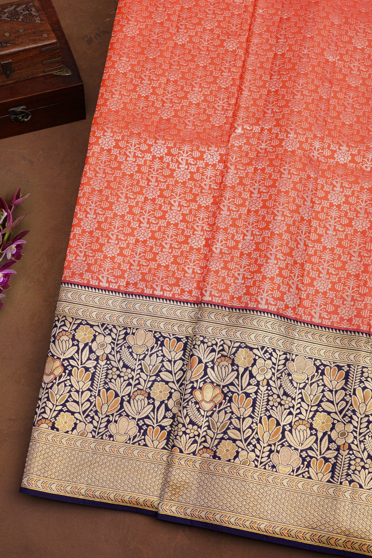 Kancheepuram Silk Peach Saree