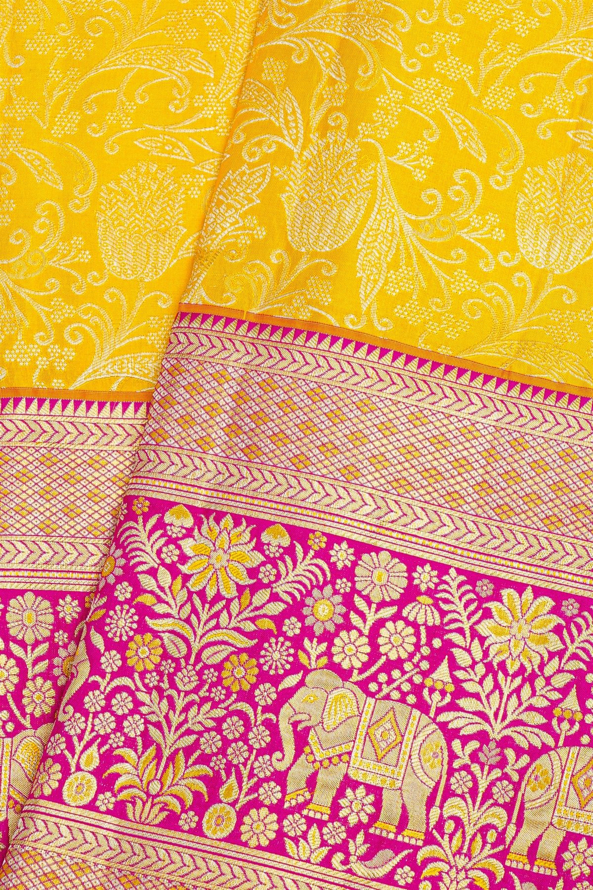 Kancheepuram Silk Yellow Saree