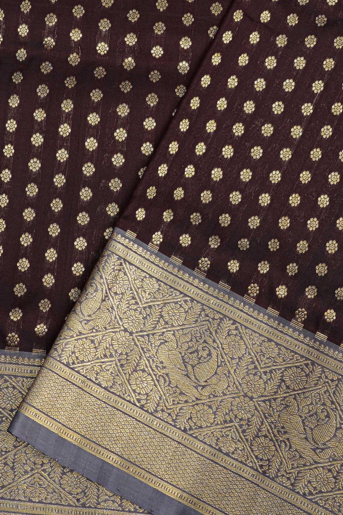 Venkatagiri Silk Dark Brown Saree