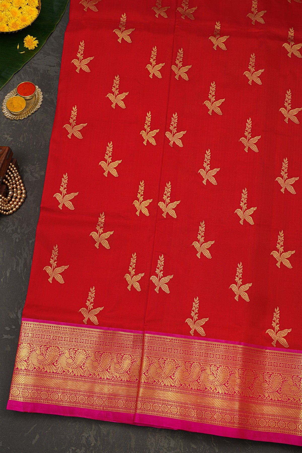 Venkatagiri Silk Red Saree