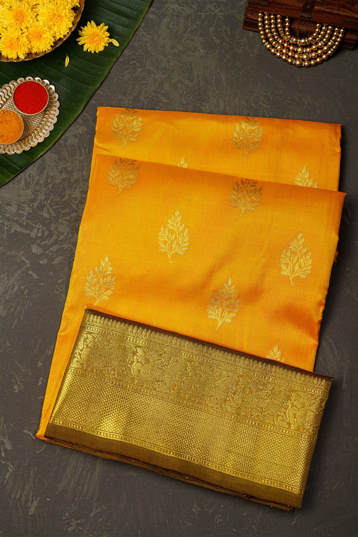 Venkatagiri Silk Mustard Saree