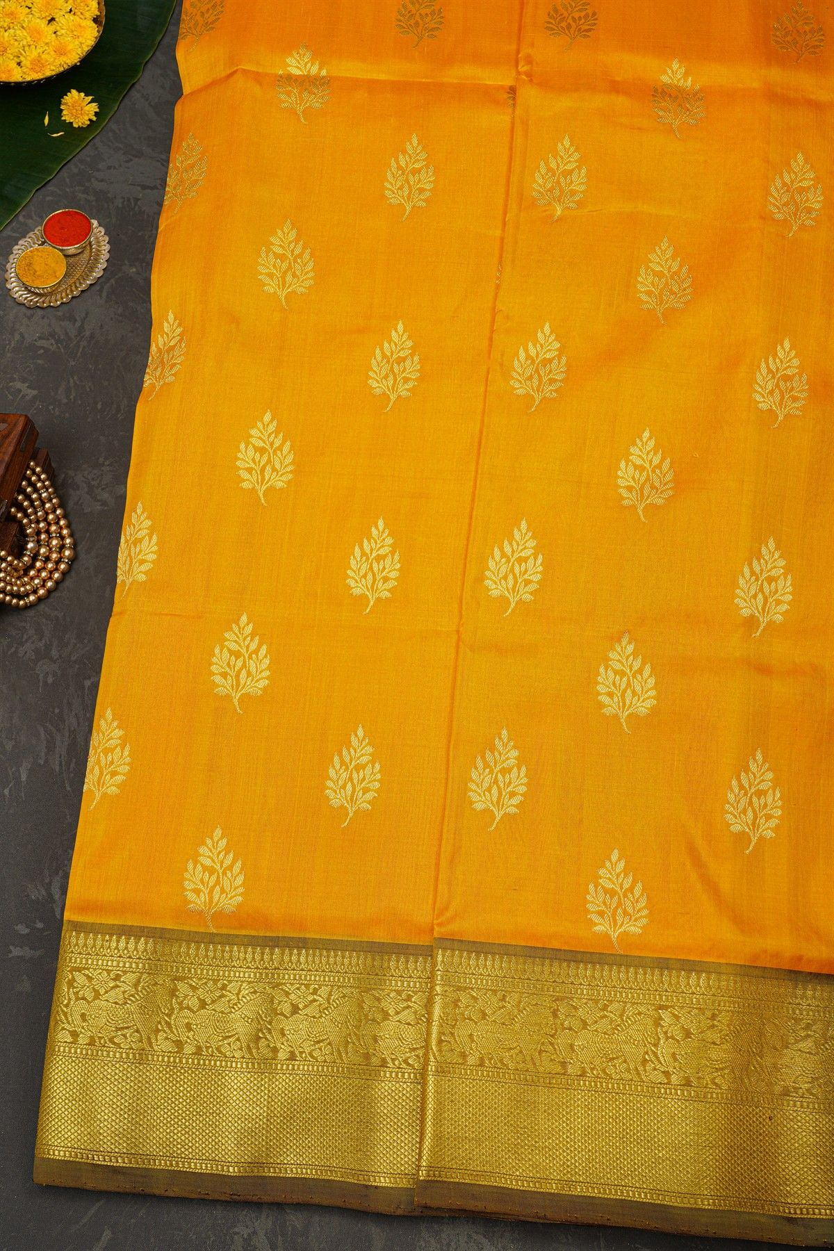 Venkatagiri Silk Mustard Saree