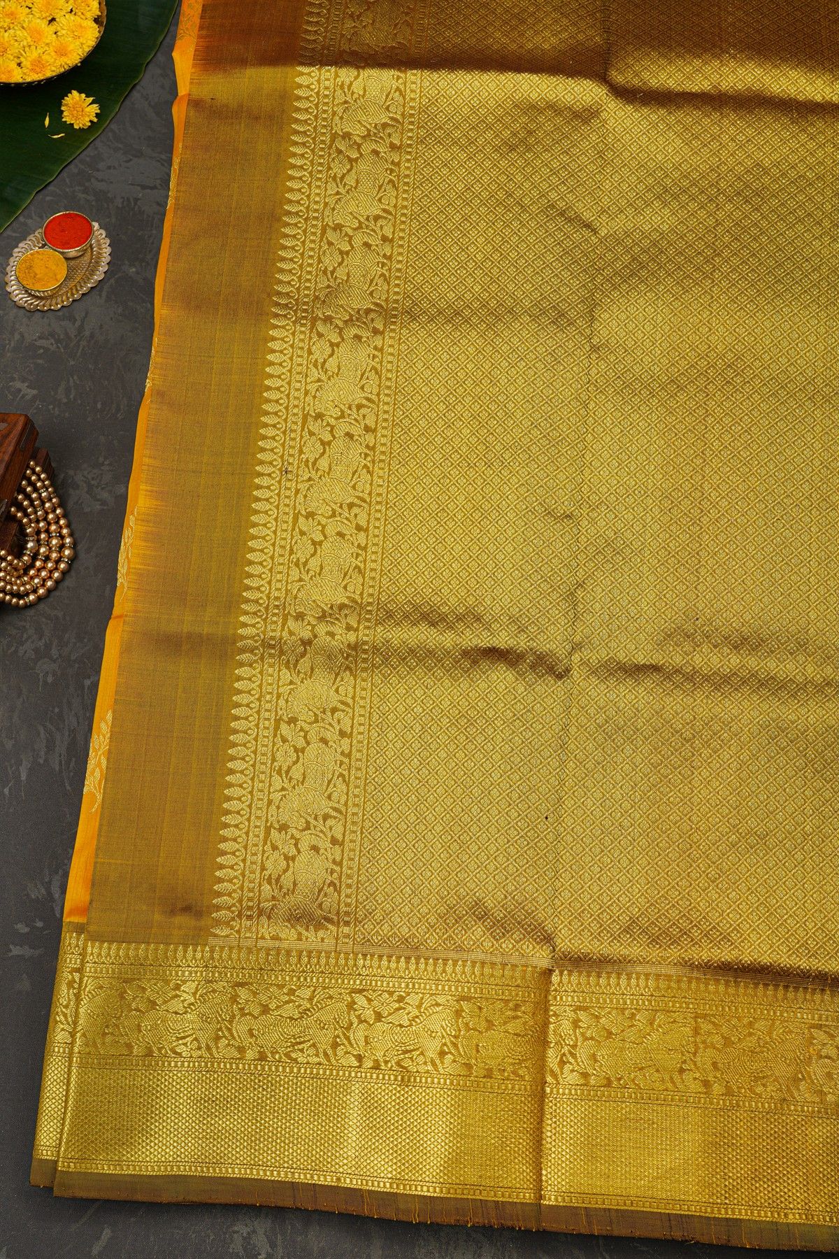 Venkatagiri Silk Mustard Saree
