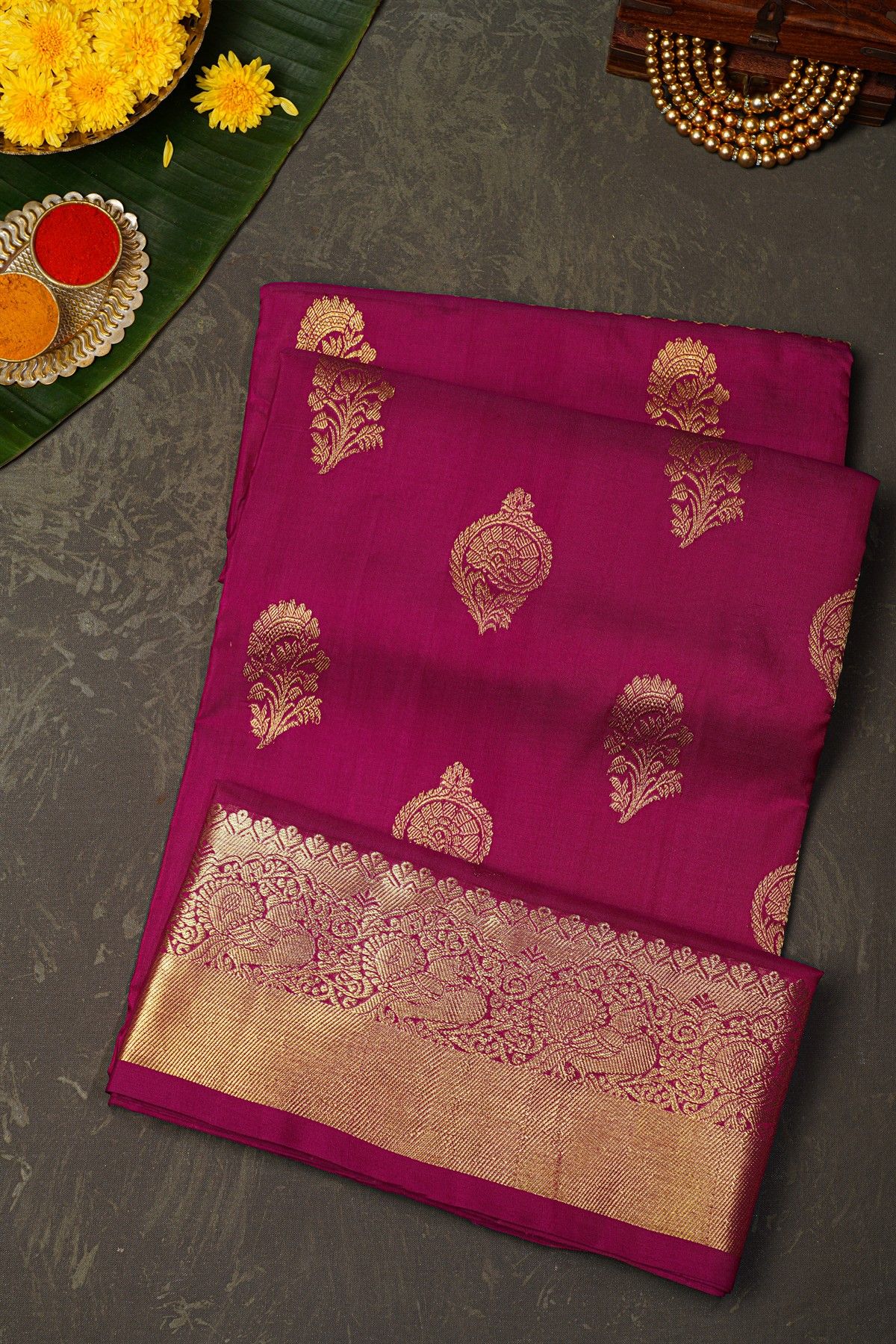 Venkatagiri Silk Magenta Saree