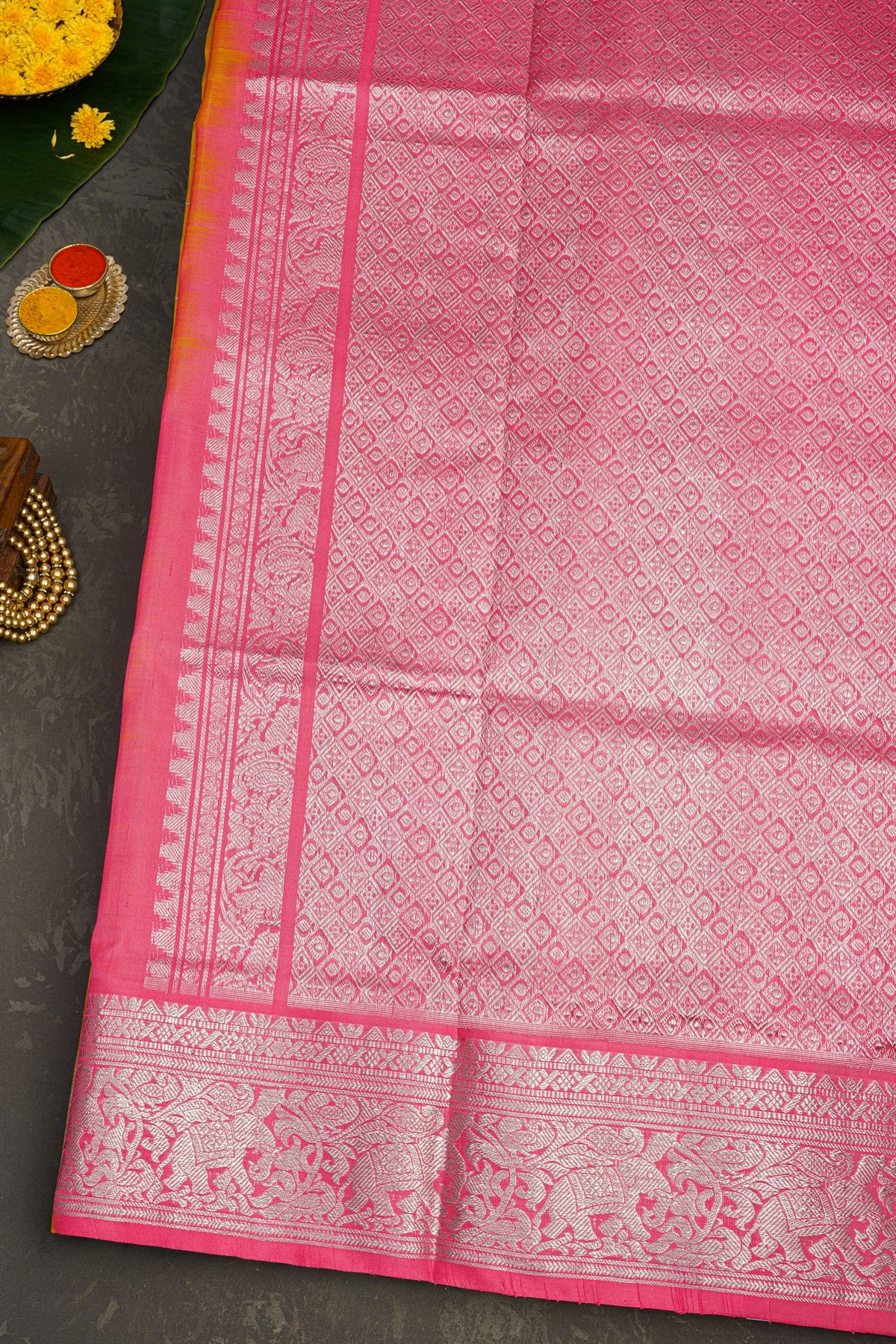 Venkatagiri Silk Mustard Saree