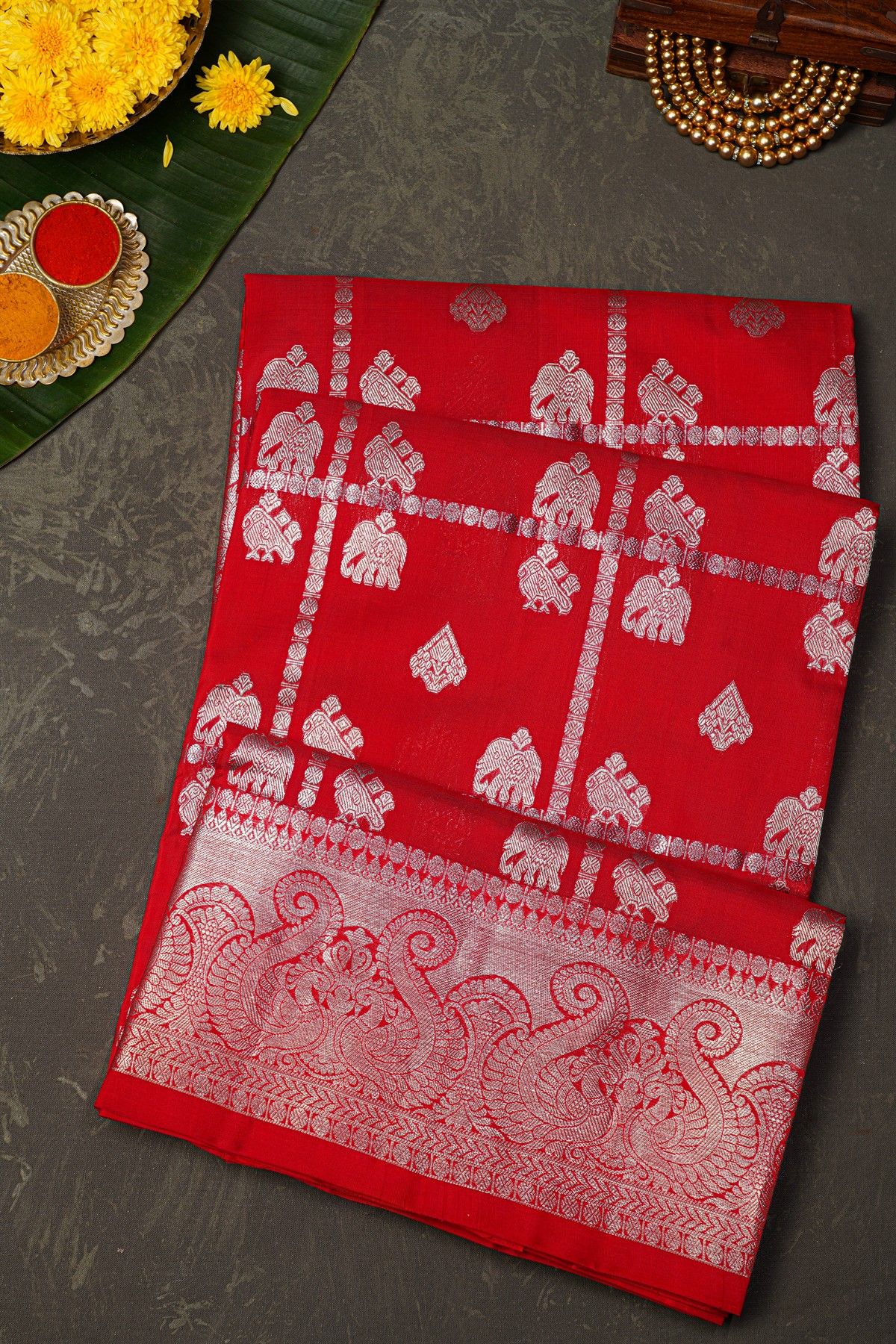 Venkatagiri Silk Red Saree