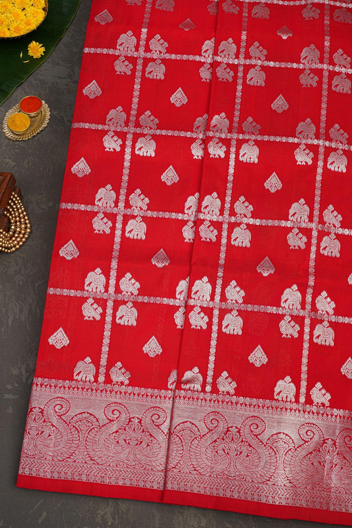 Venkatagiri Silk Red Saree