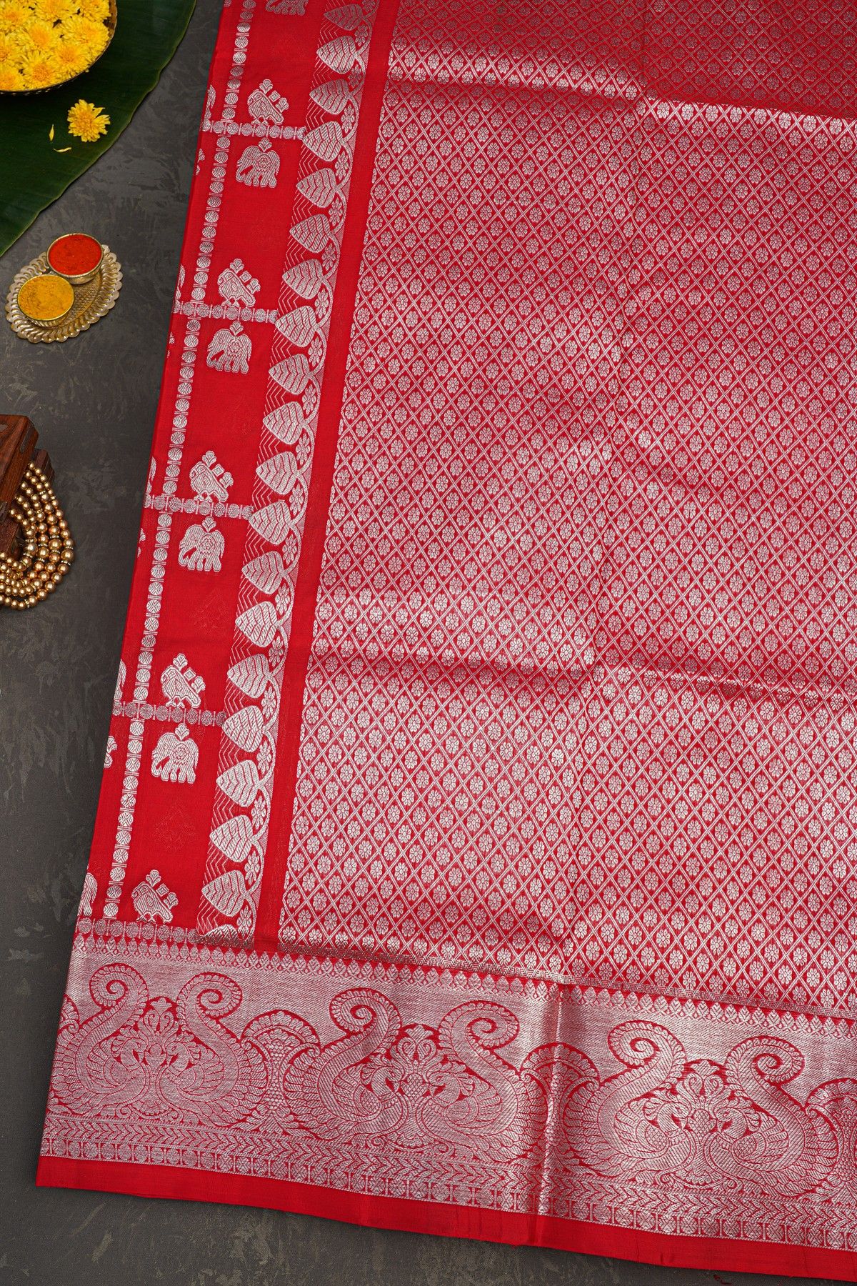 Venkatagiri Silk Red Saree