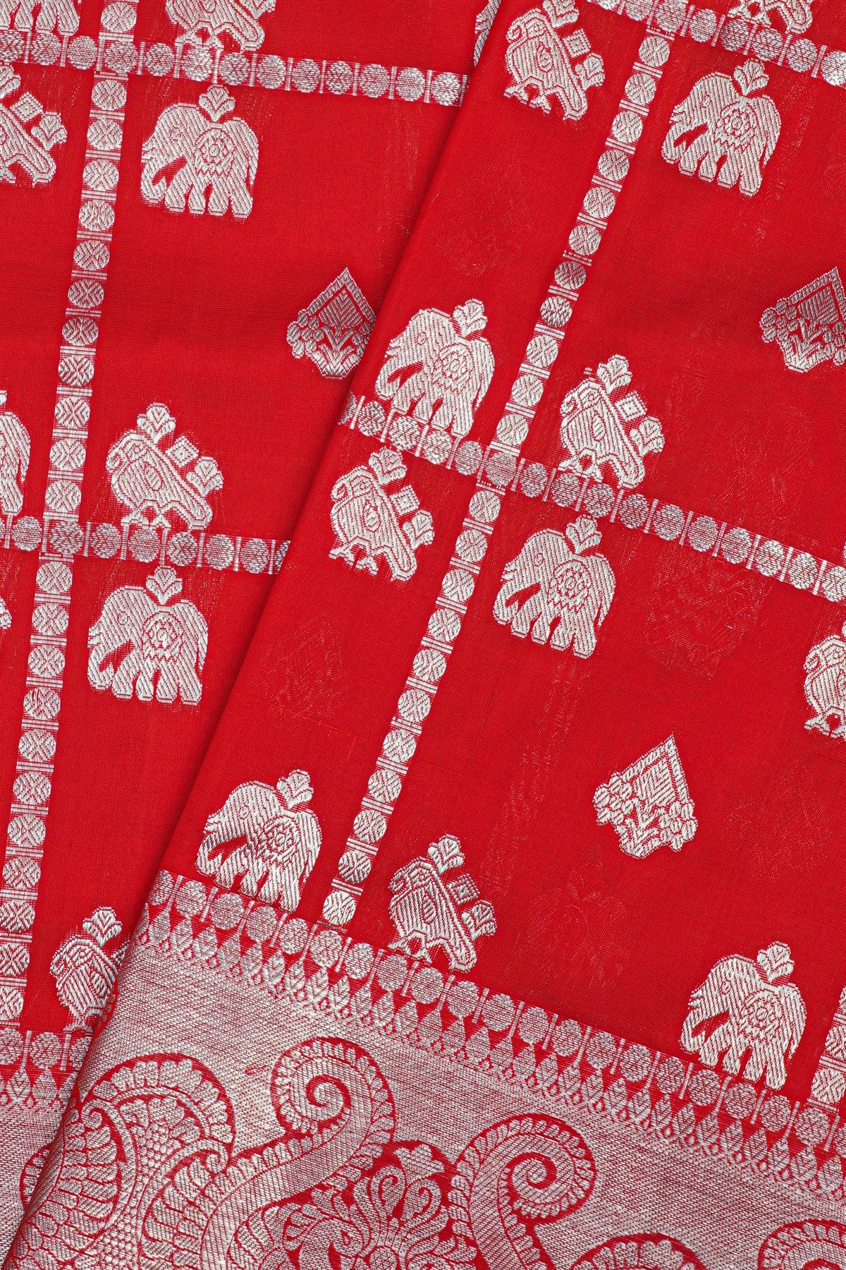 Venkatagiri Silk Red Saree