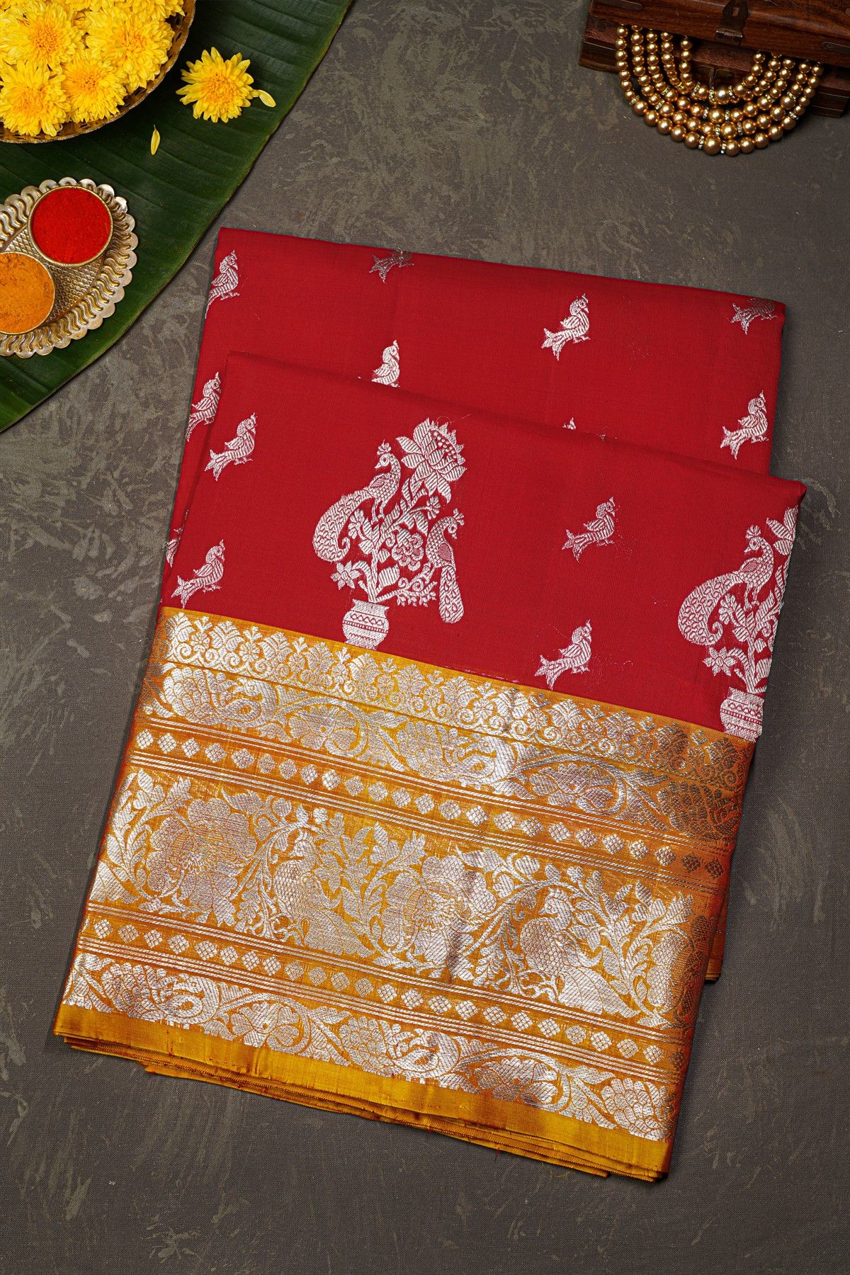 Venkatagiri Silk Red Saree