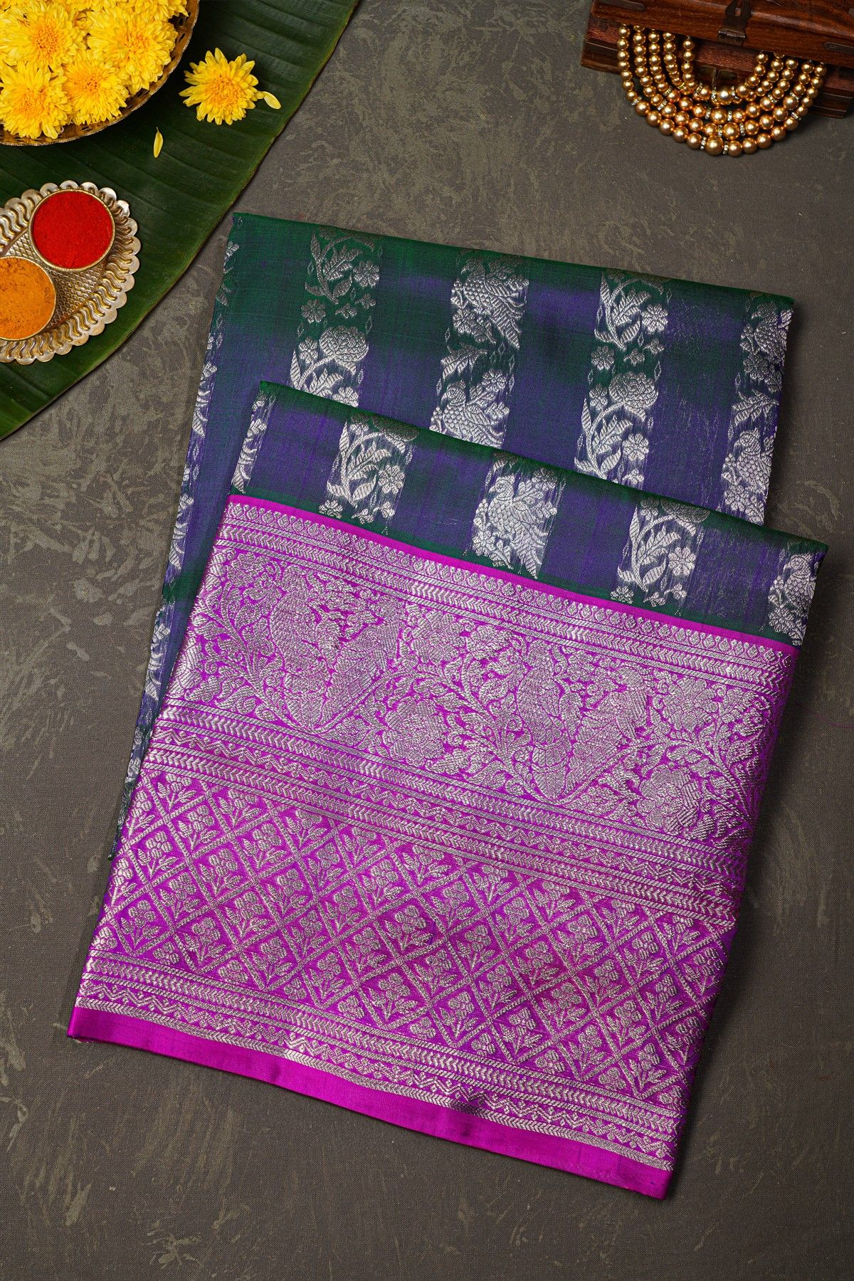 Venkatagiri Silk Navy Blue Saree