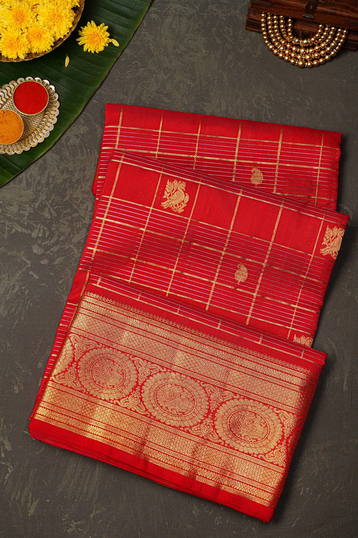 Venkatagiri Silk Red Saree