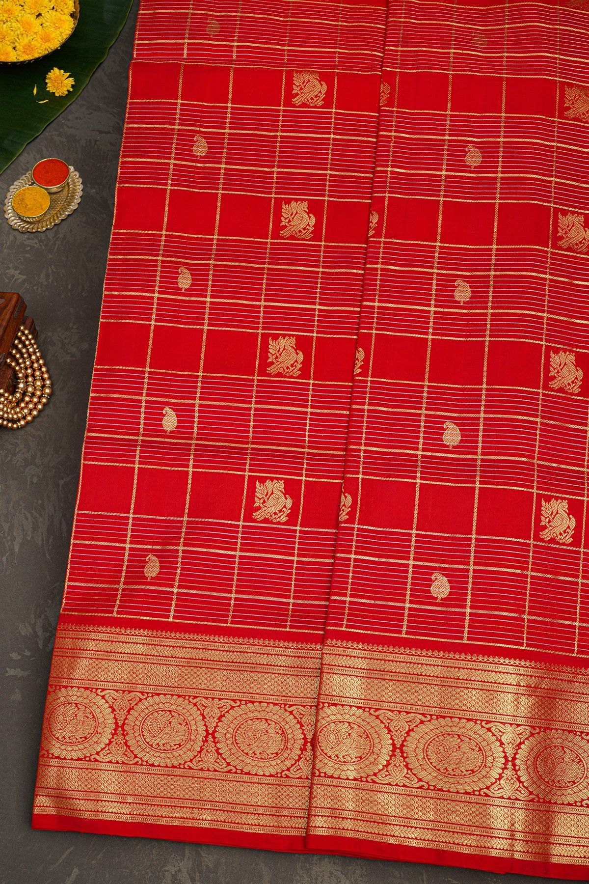 Venkatagiri Silk Red Saree
