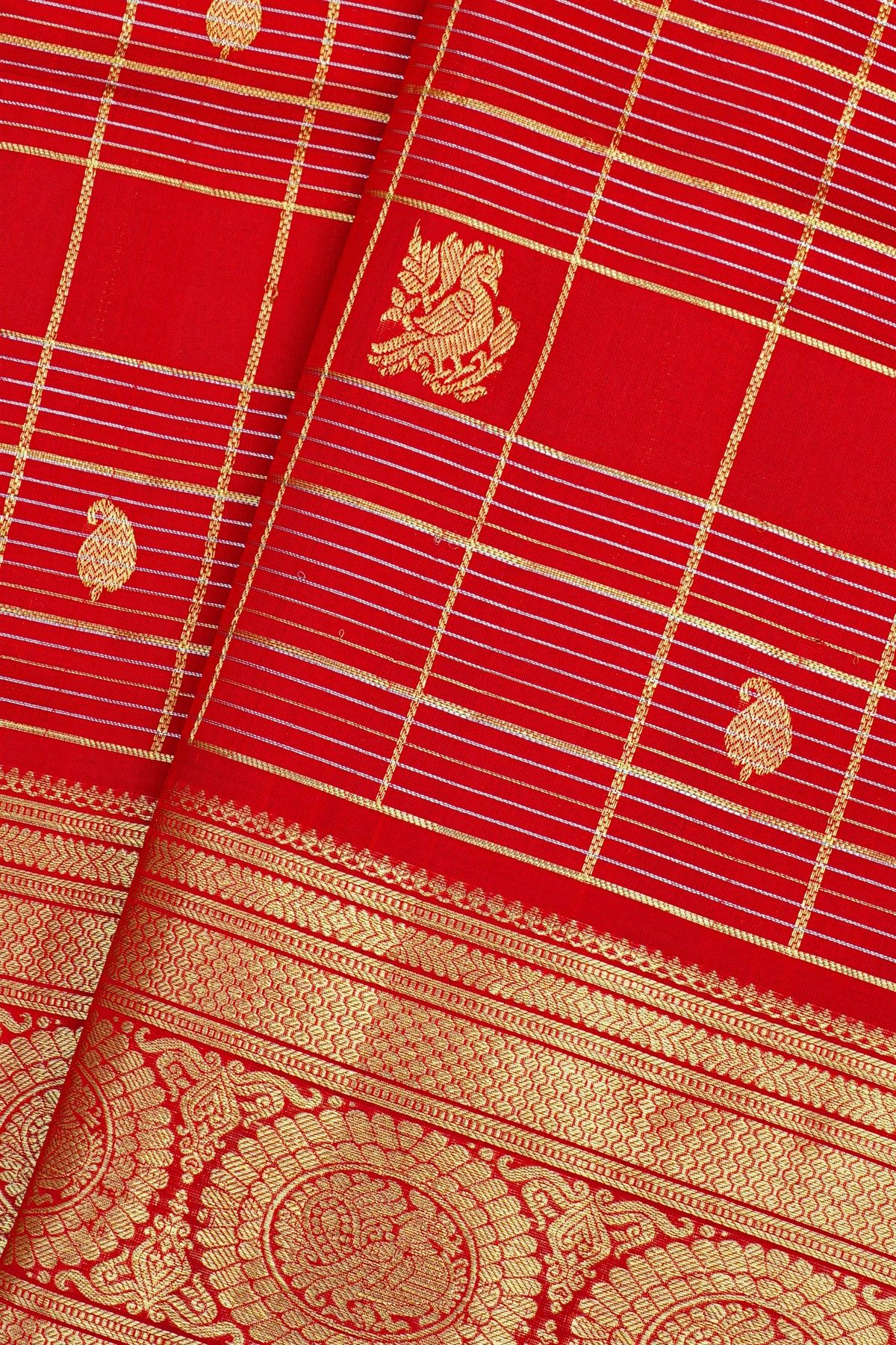Venkatagiri Silk Red Saree