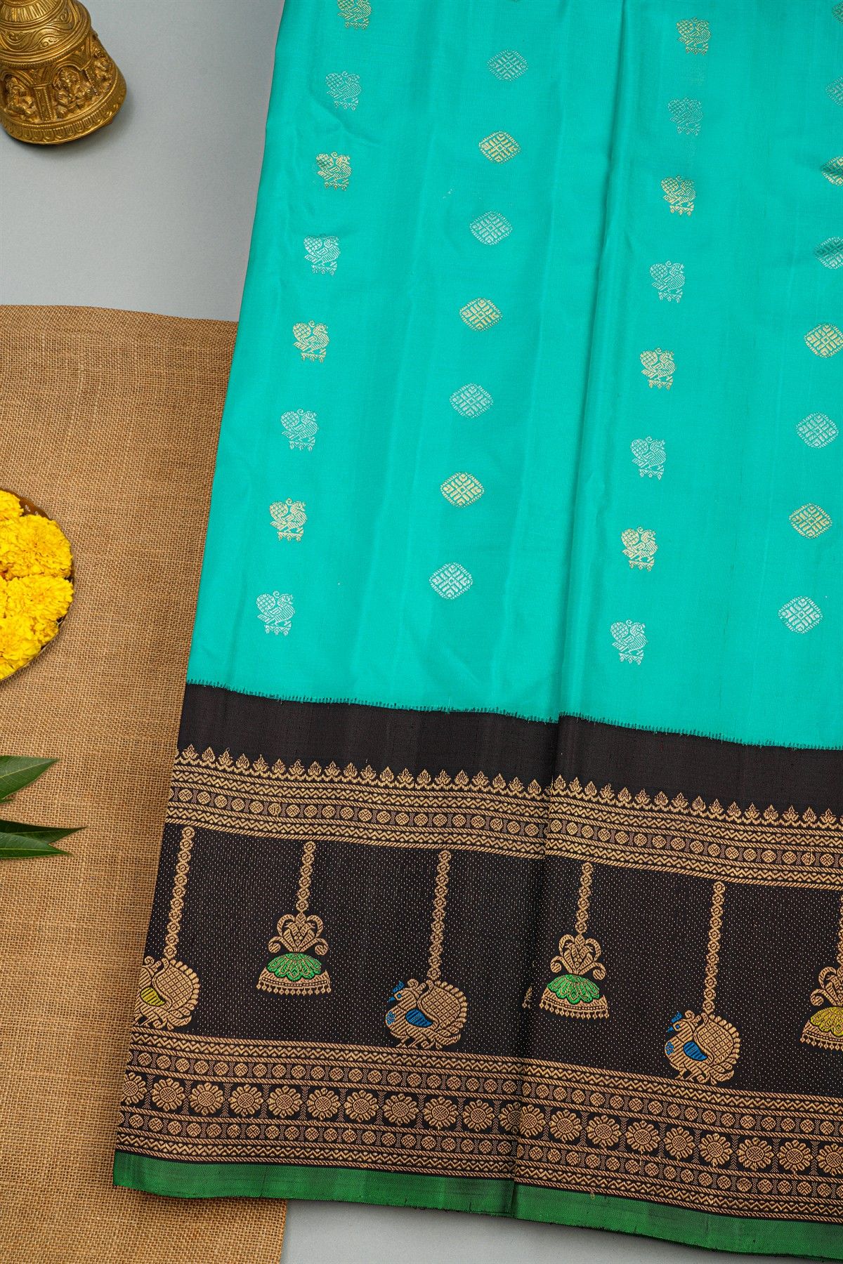 Gadwal Silk Sky Blue Saree