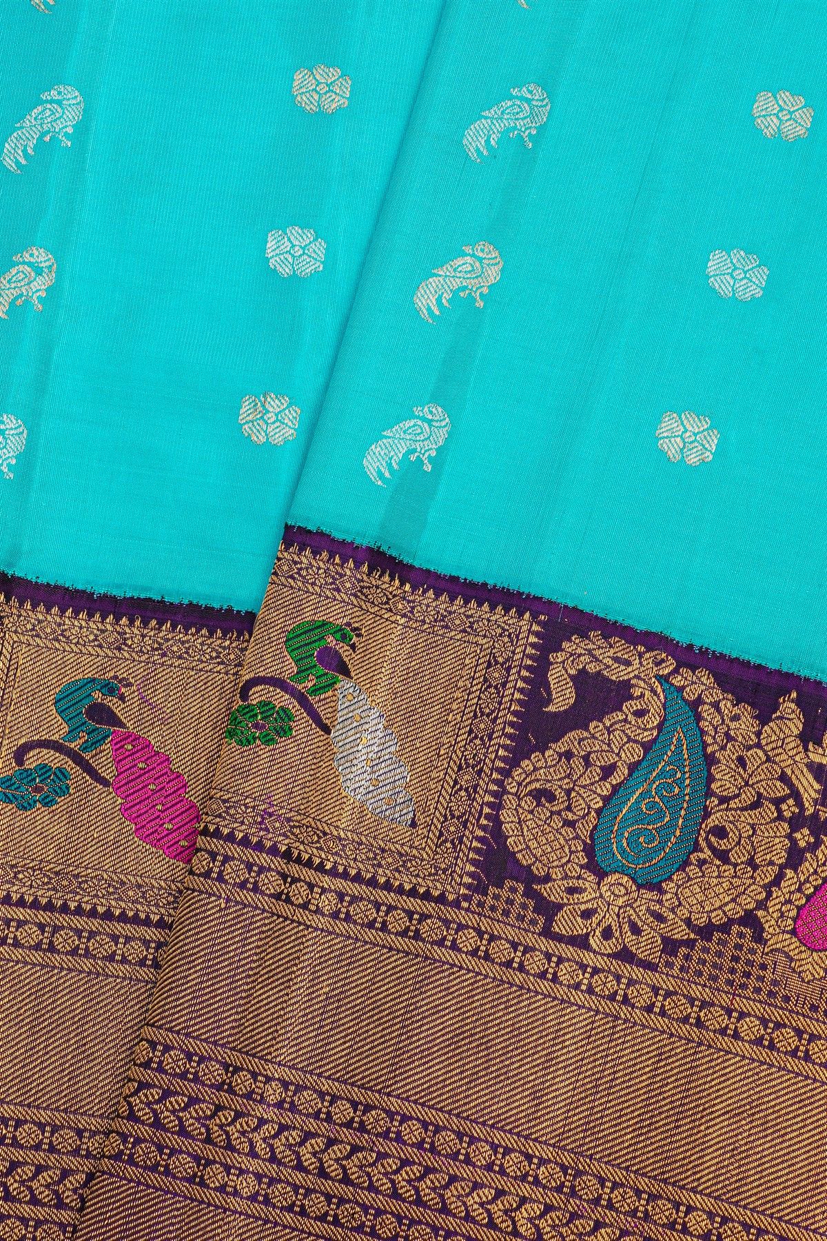 Gadwal Silk Sky Blue Saree