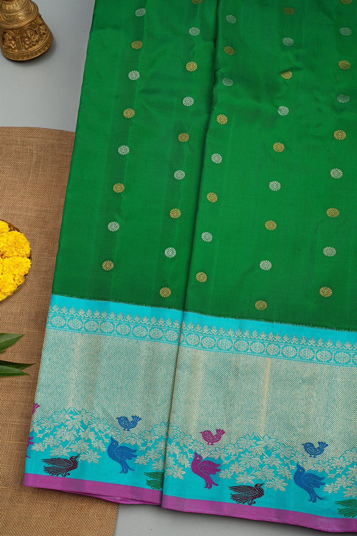 Gadwal Silk Green Saree