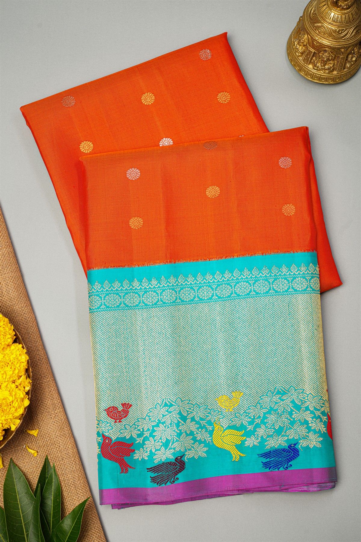 Gadwal Silk Orange Saree