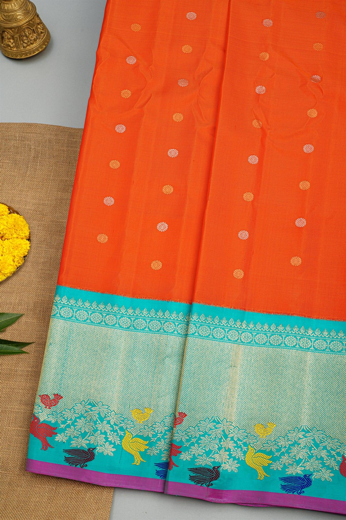 Gadwal Silk Orange Saree