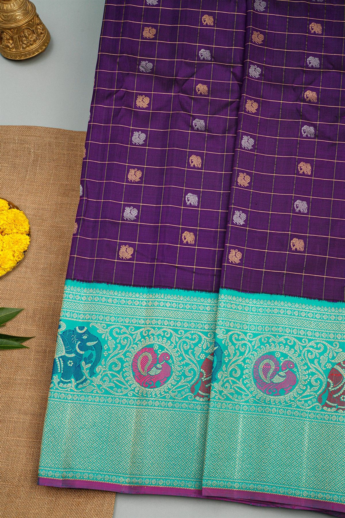 Gadwal Silk Violet Saree