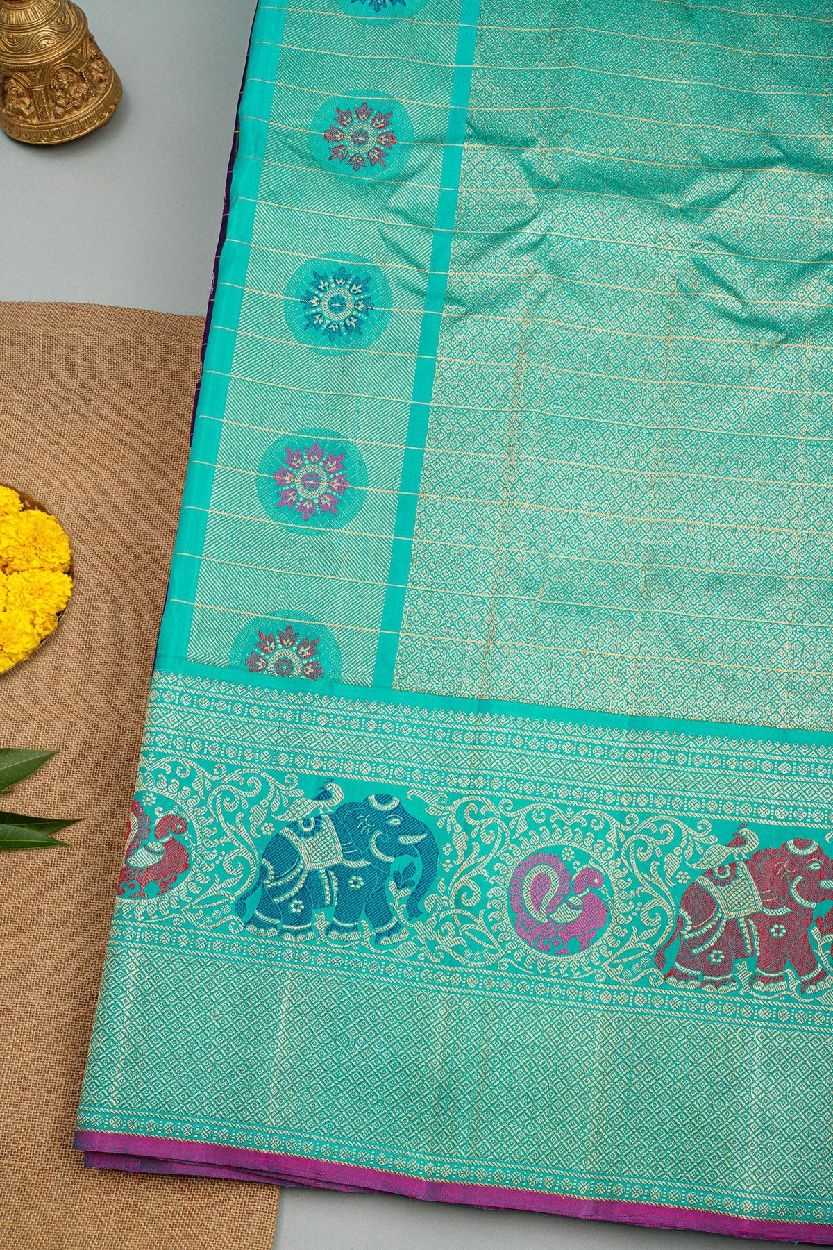 Gadwal Silk Violet Saree