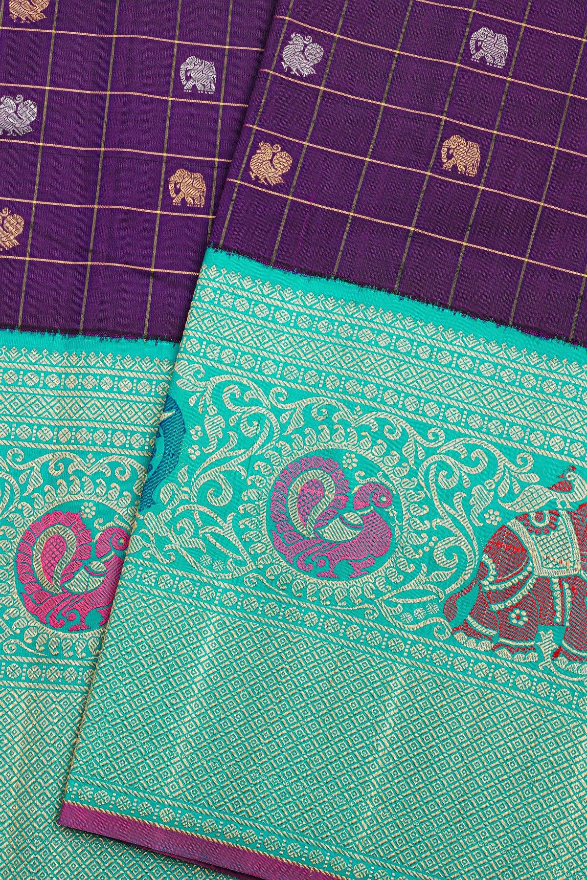 Gadwal Silk Violet Saree