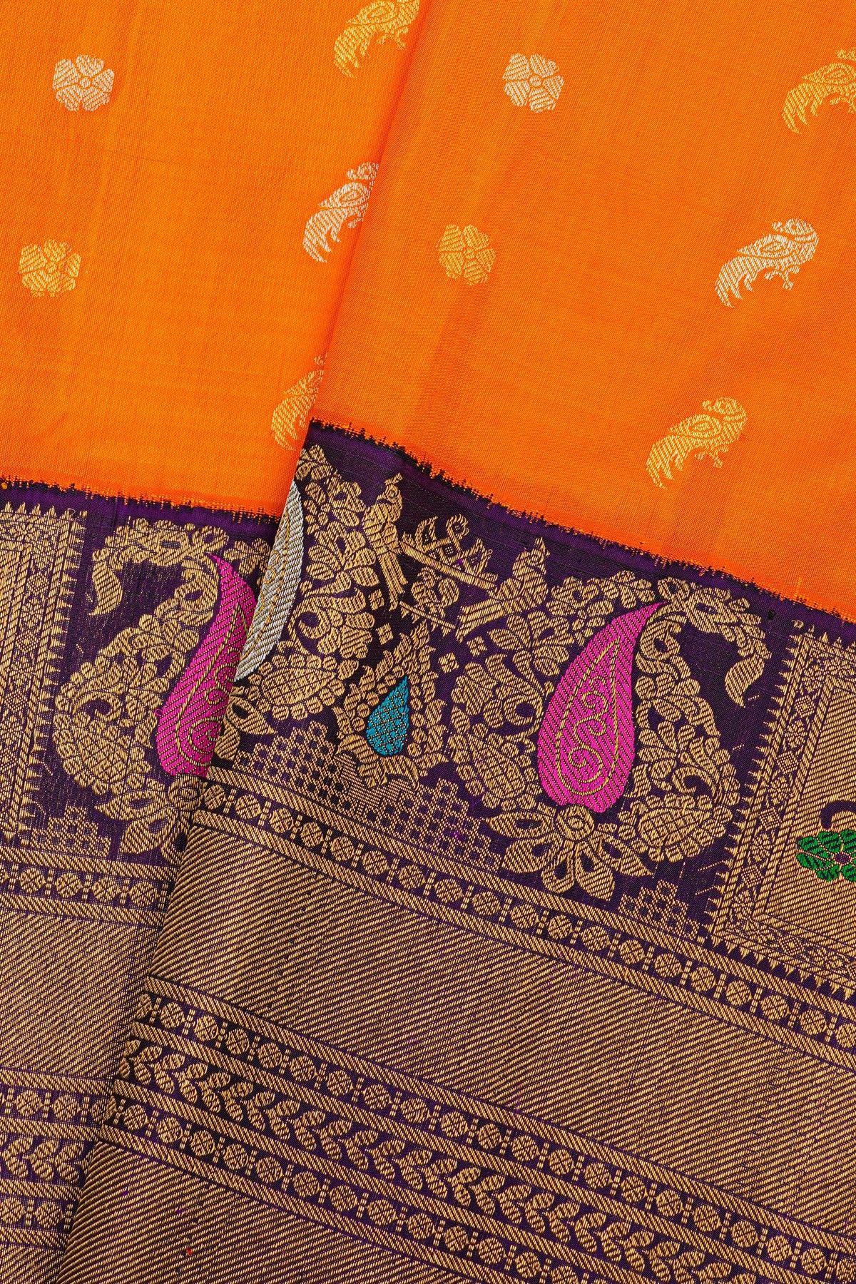 Gadwal Silk Orange Saree