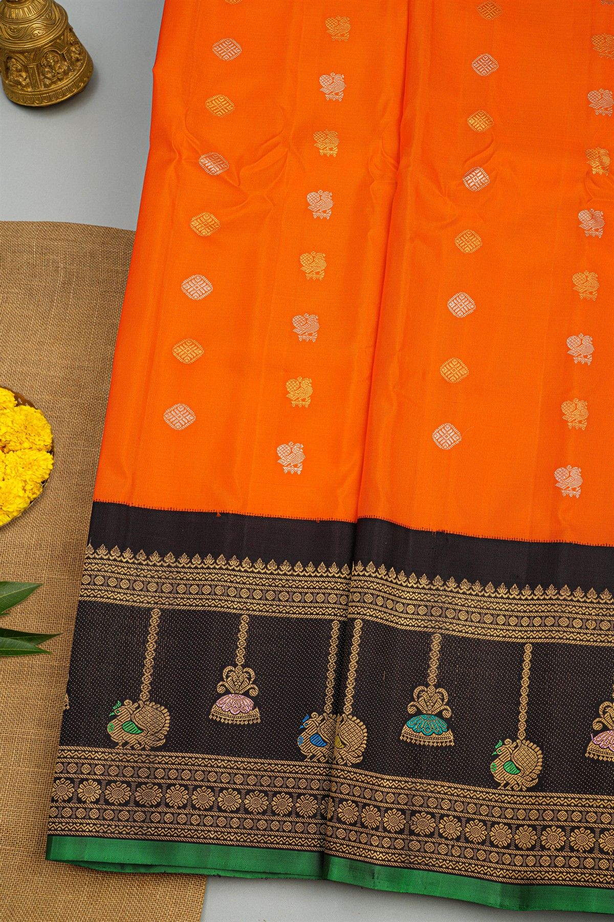 Gadwal Silk Orange Saree