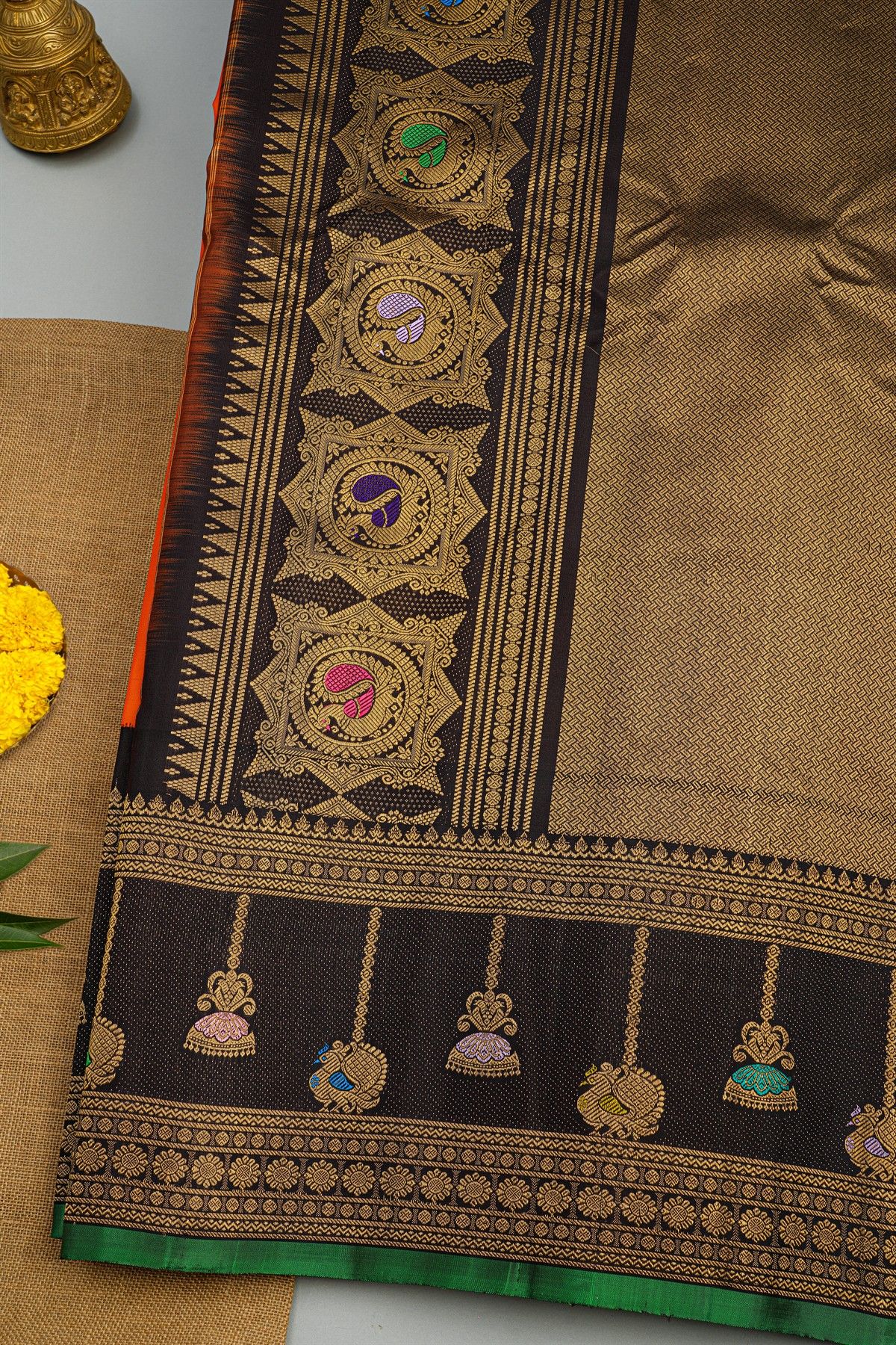 Gadwal Silk Orange Saree