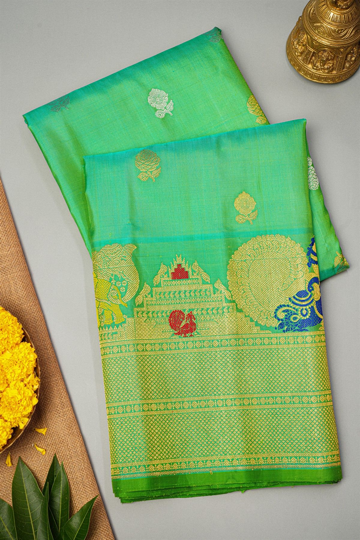 Gadwal Silk Sea Green Saree