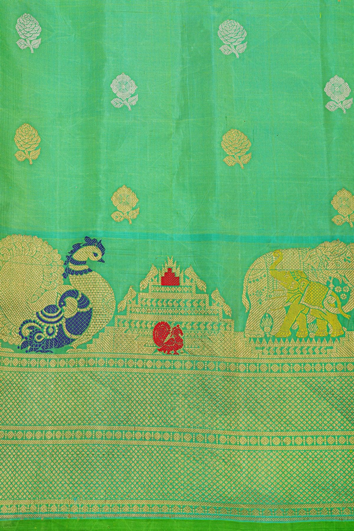 Gadwal Silk Sea Green Saree
