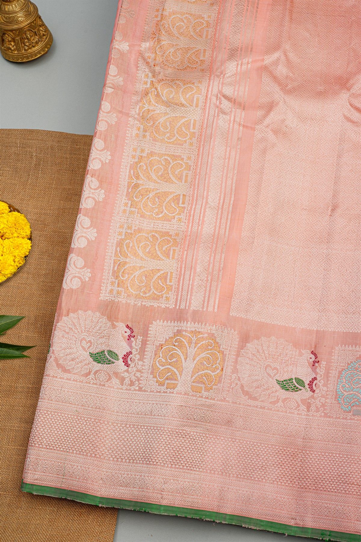 Gadwal Silk Baby Pink Saree