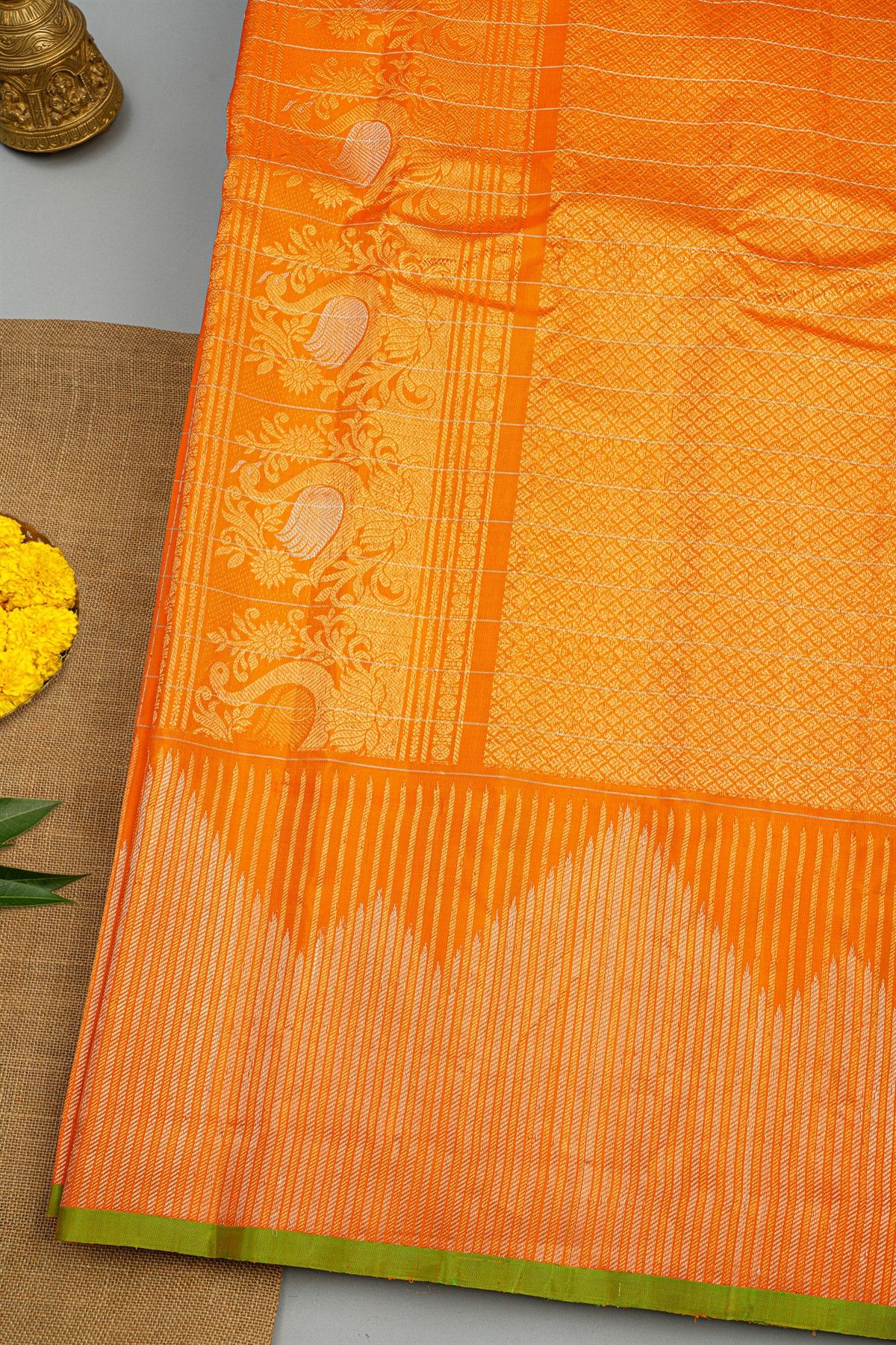 Gadwal Silk Orange Saree