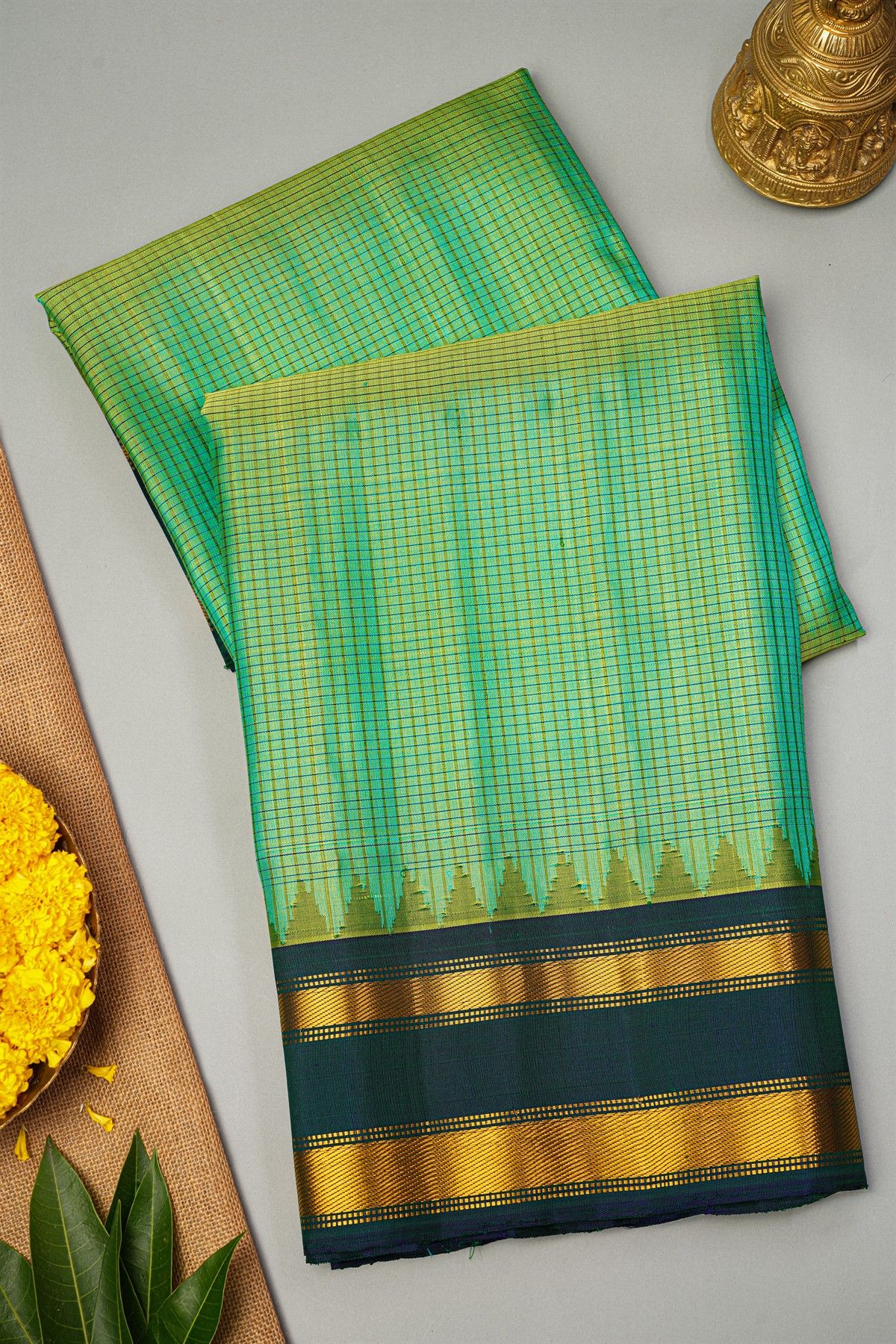 Gadwal Silk Sea Green Saree
