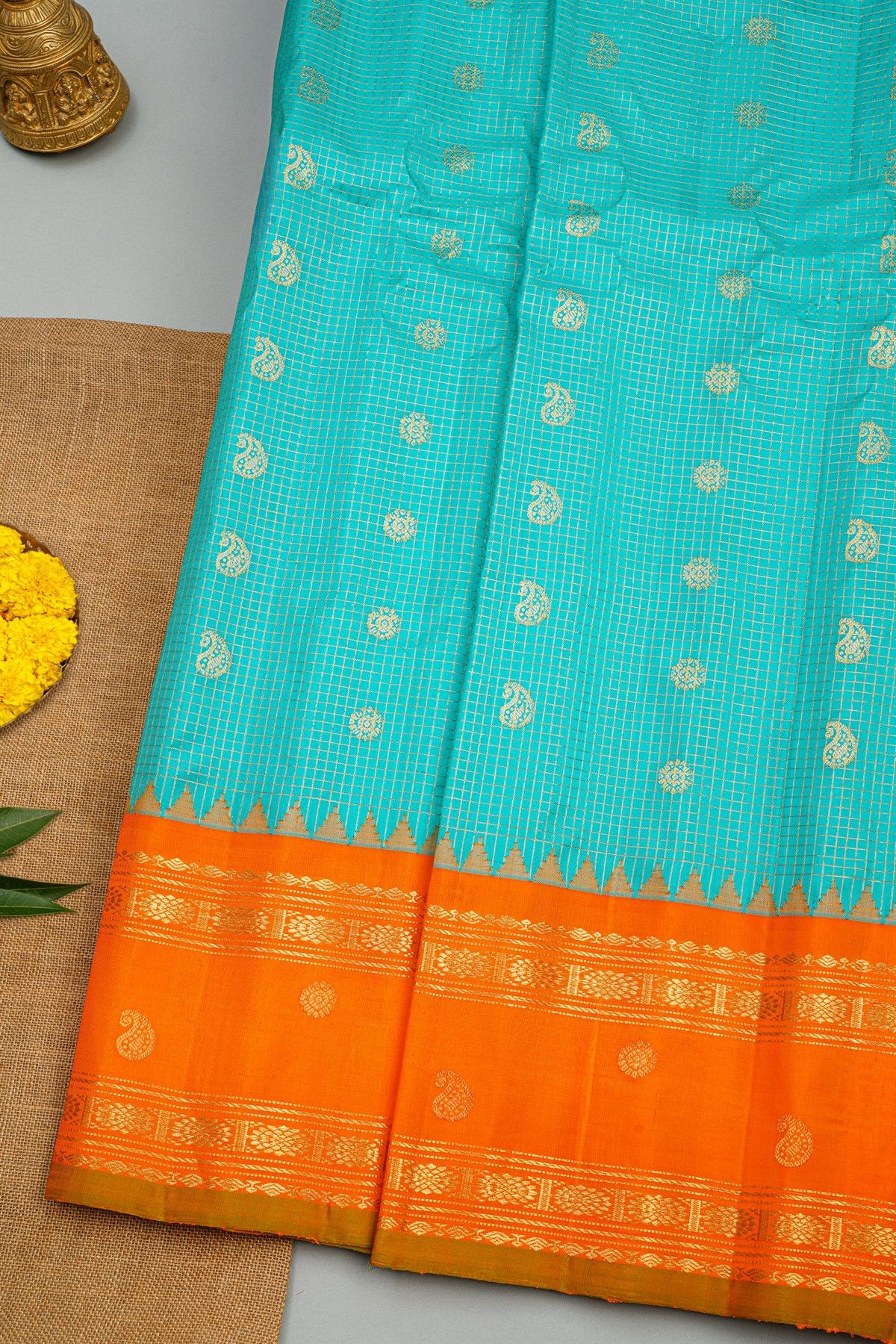 Gadwal Silk Sky Blue Saree