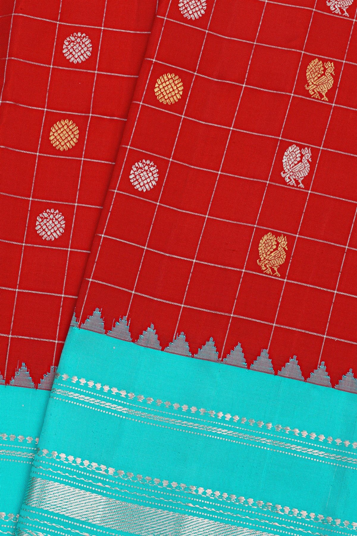 Gadwal Silk Red Saree