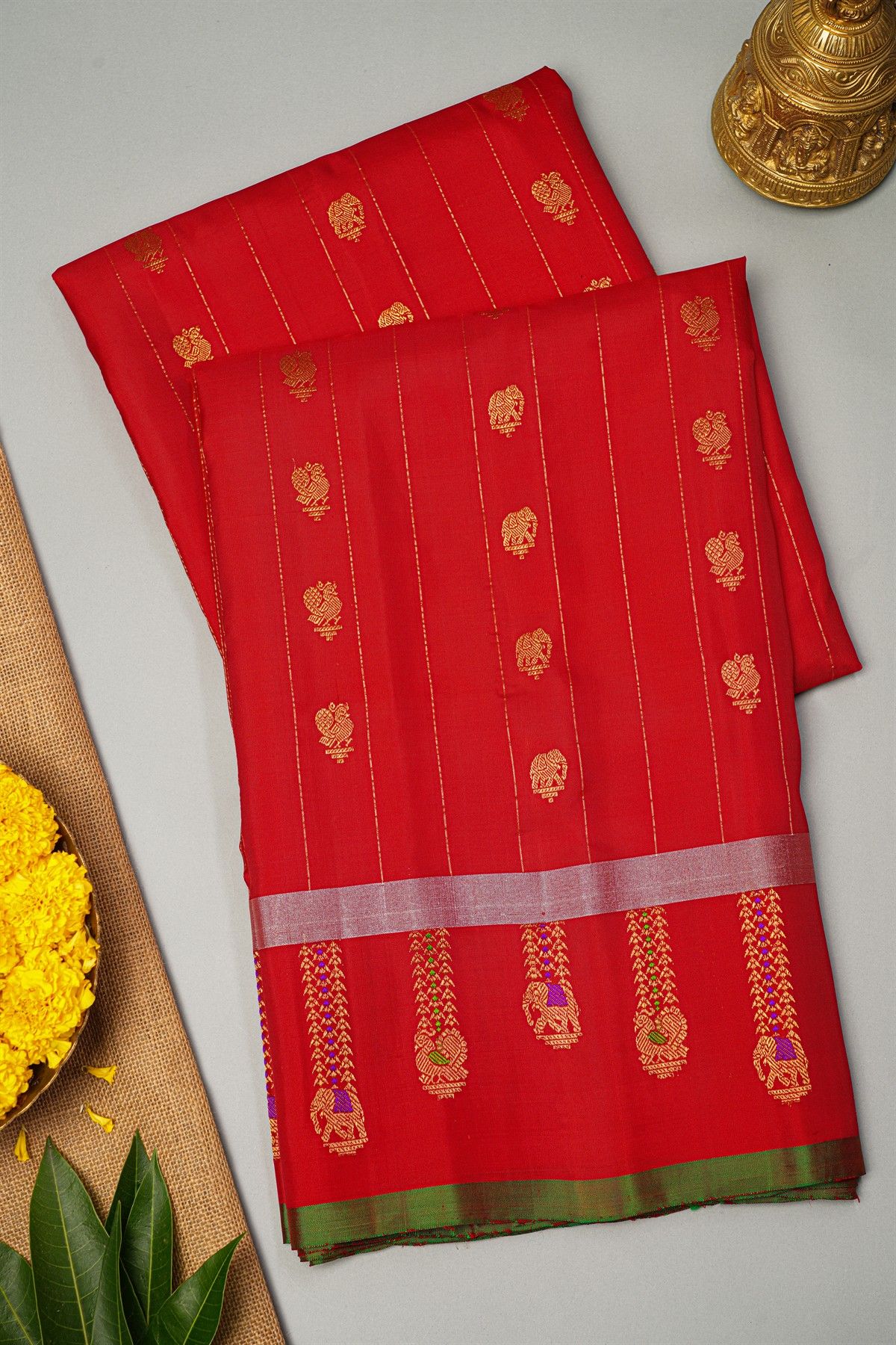 Gadwal Silk Red Saree