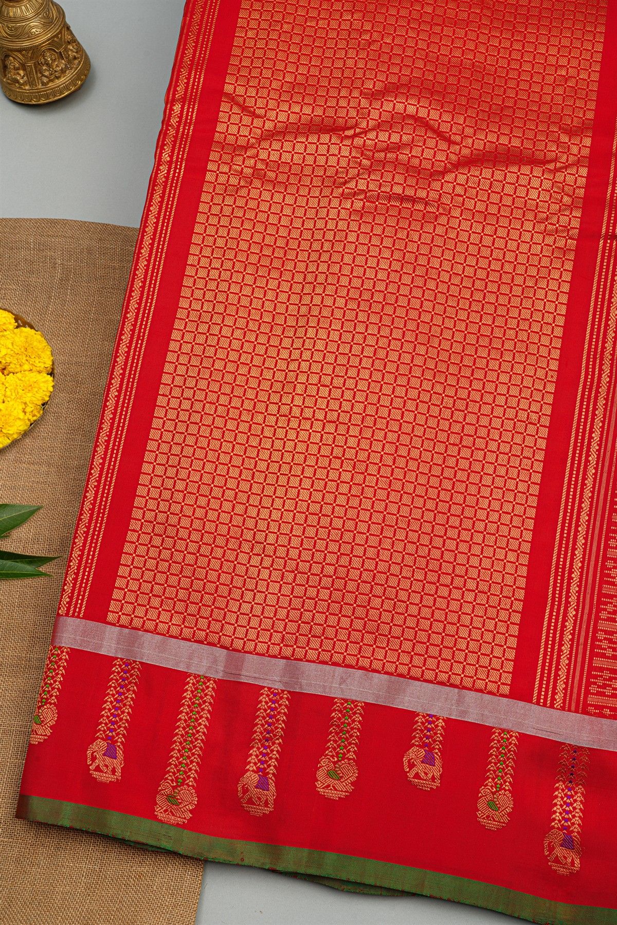 Gadwal Silk Red Saree
