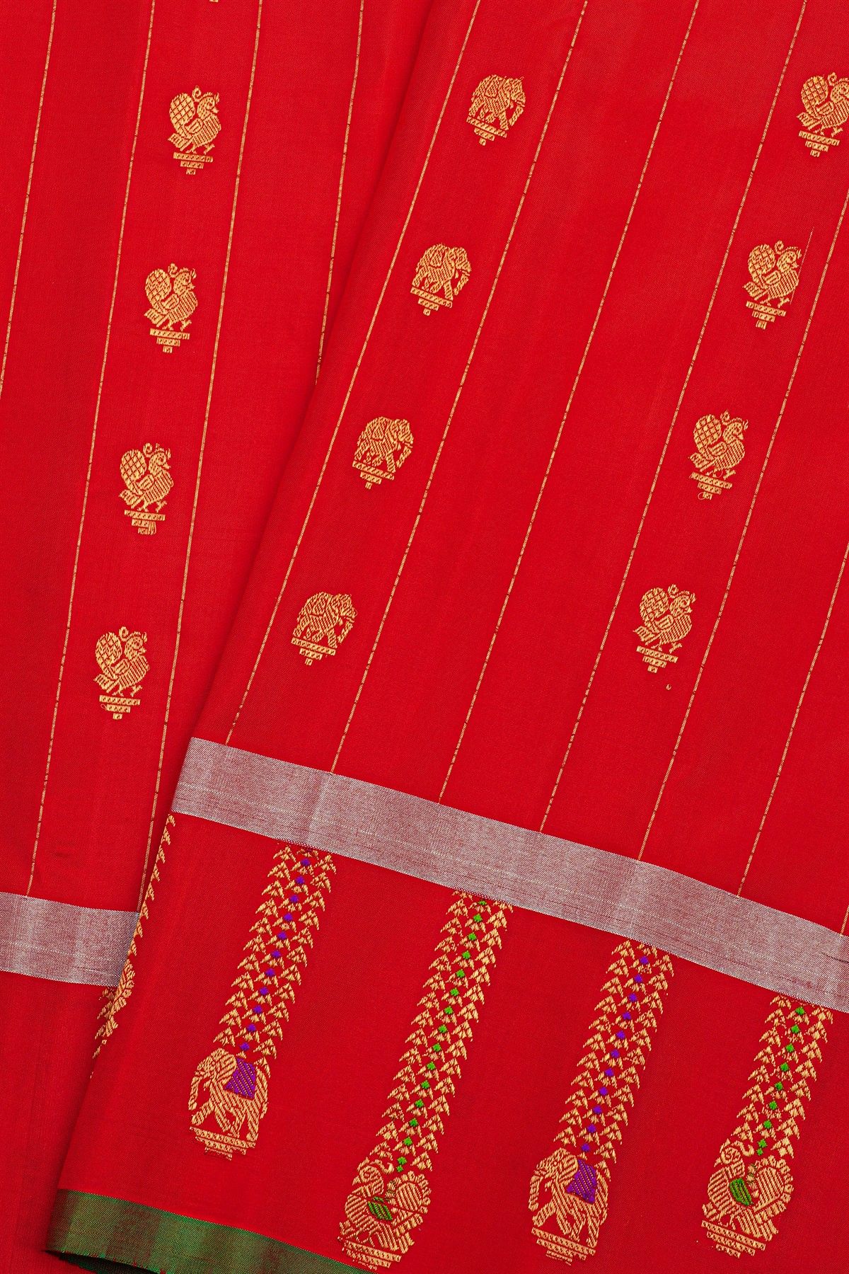 Gadwal Silk Red Saree