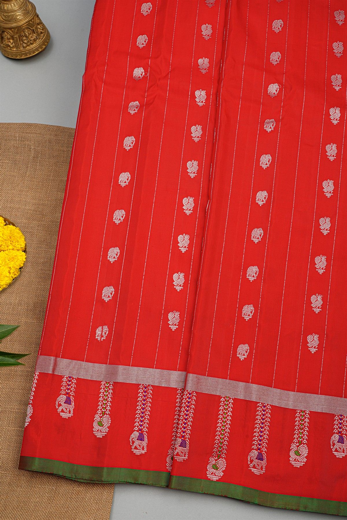 Gadwal Silk Red Saree