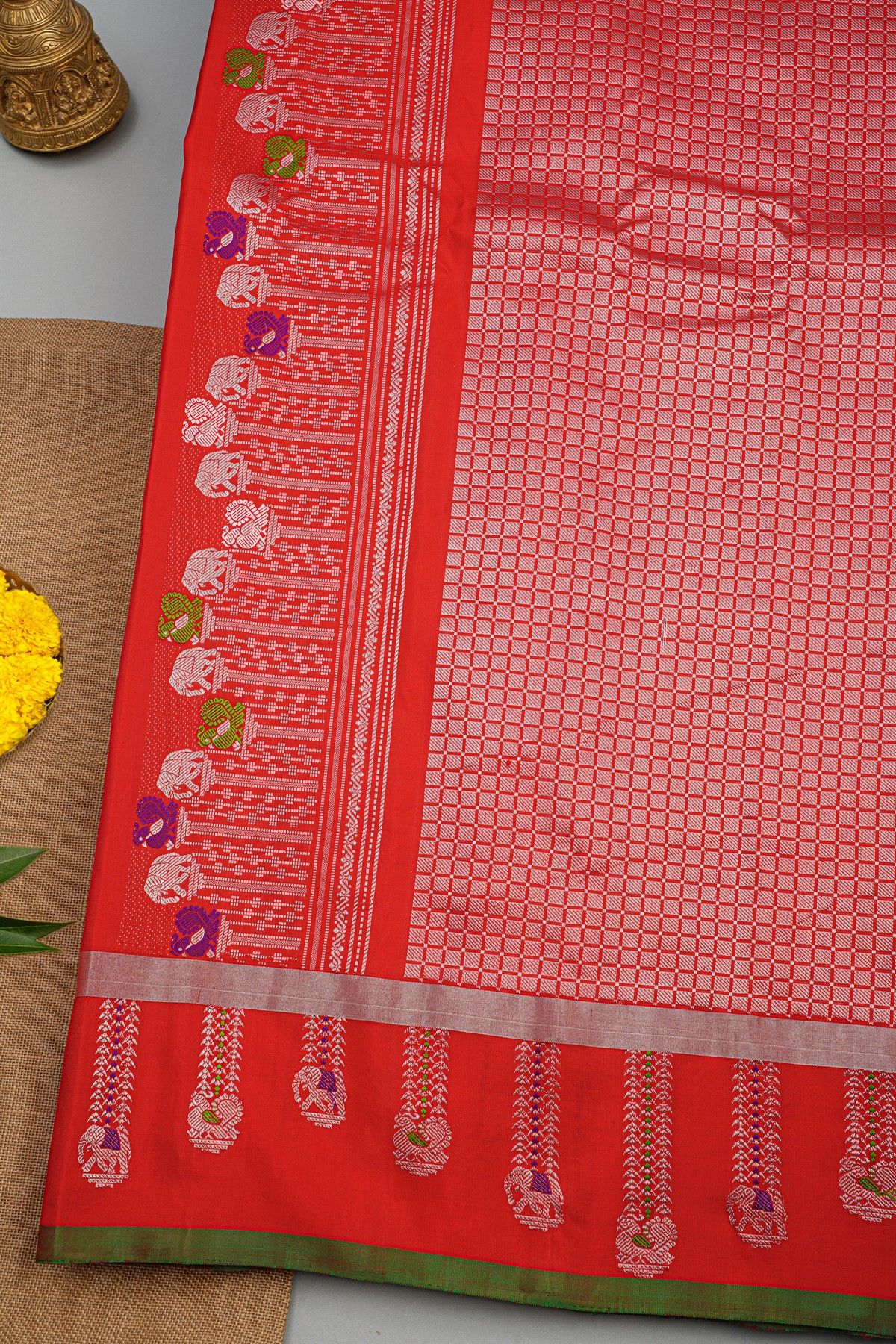 Gadwal Silk Red Saree