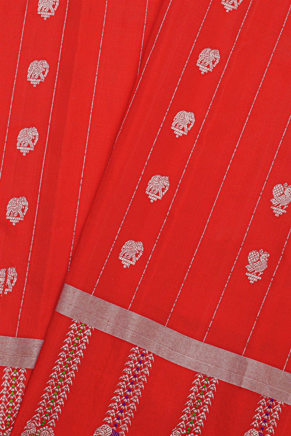 Gadwal Silk Red Saree