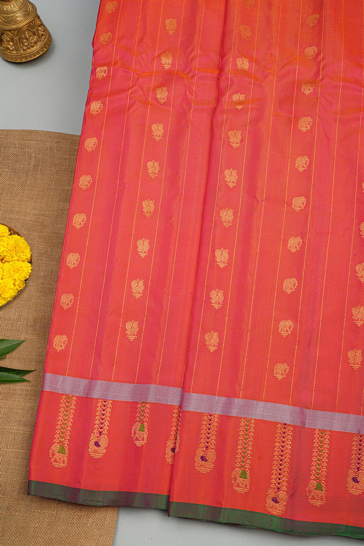 Gadwal Silk Red Saree