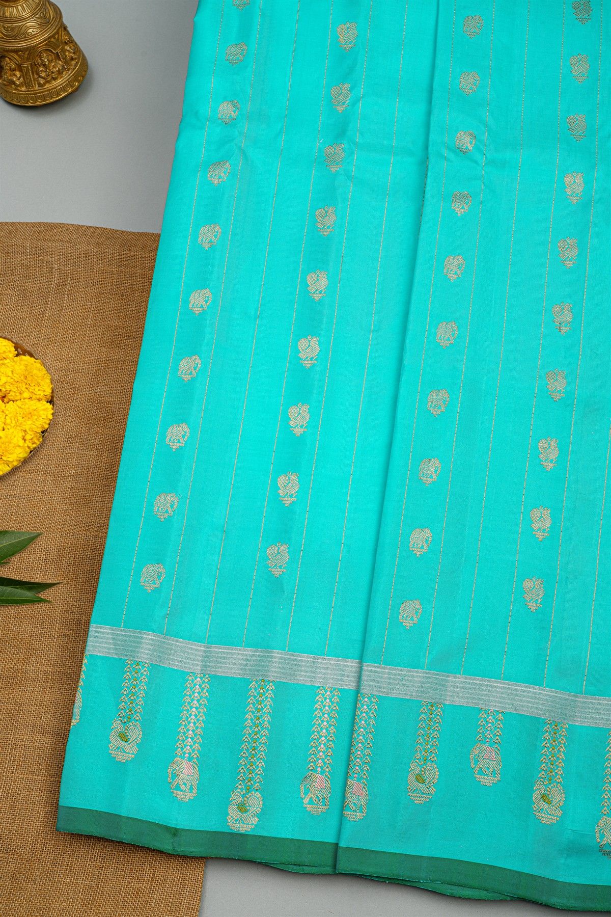 Gadwal Silk Sky Blue Saree