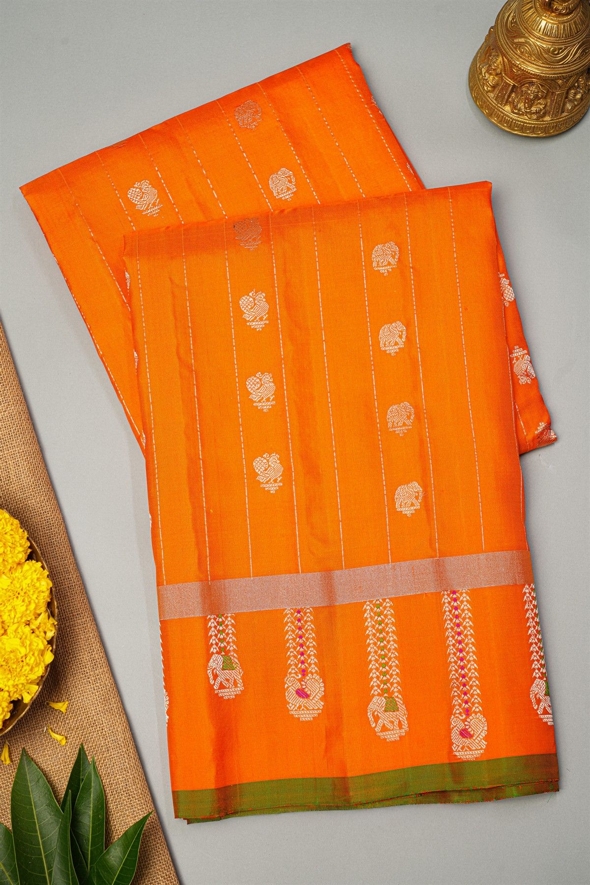 Gadwal Silk Orange Saree