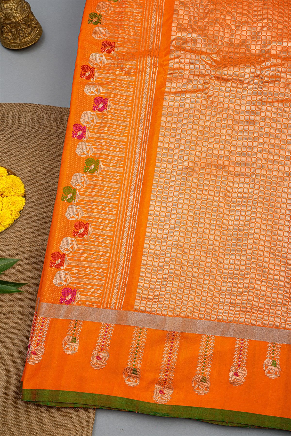 Gadwal Silk Orange Saree