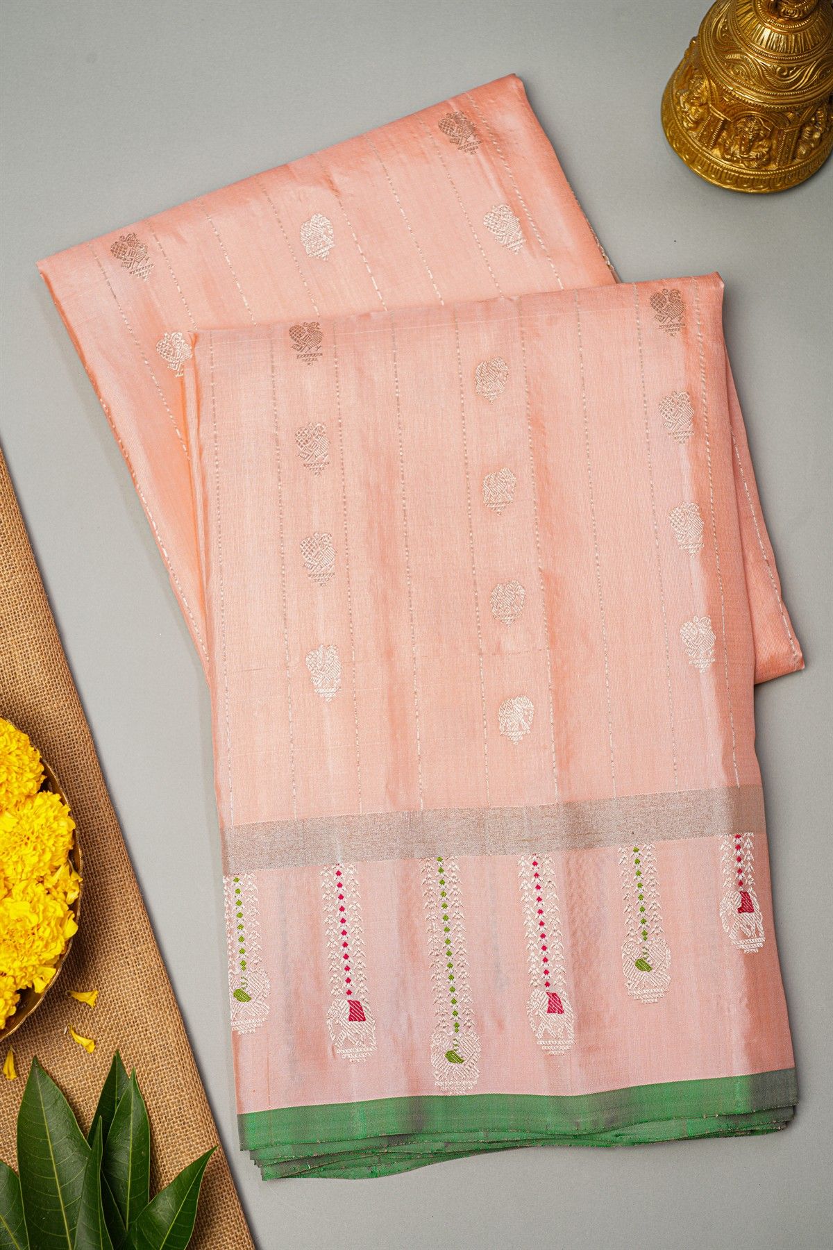 Gadwal Silk Light Peach Saree