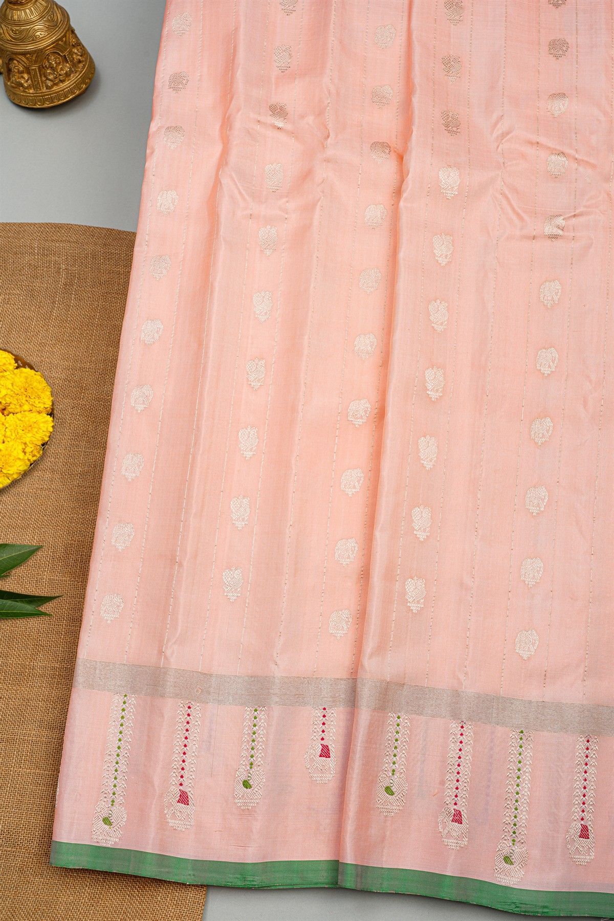 Gadwal Silk Light Peach Saree
