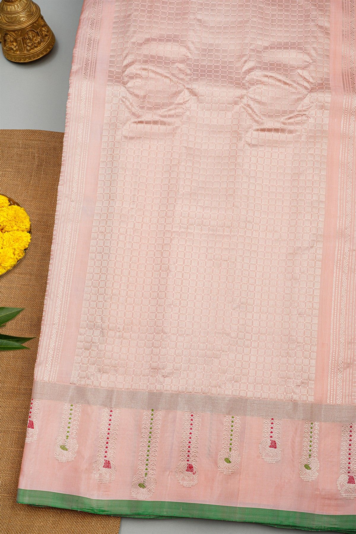 Gadwal Silk Light Peach Saree